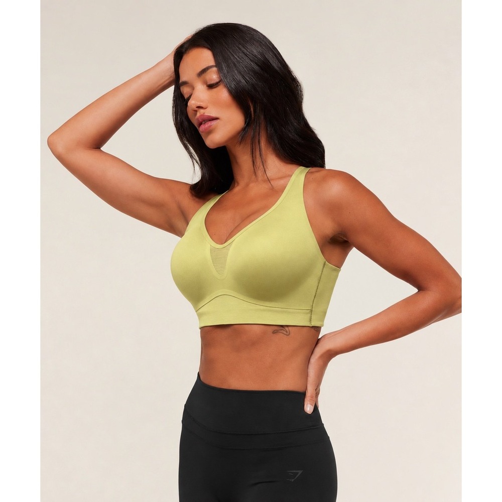 Gymshark High Support V-Neck Open Back Sports Bra Moroccan Yellow Size S